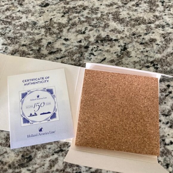 NEW IN BOX! SALE - Holland America Cruise Line Delft Tile Coaster - 150 Years - Picture 3 of 4